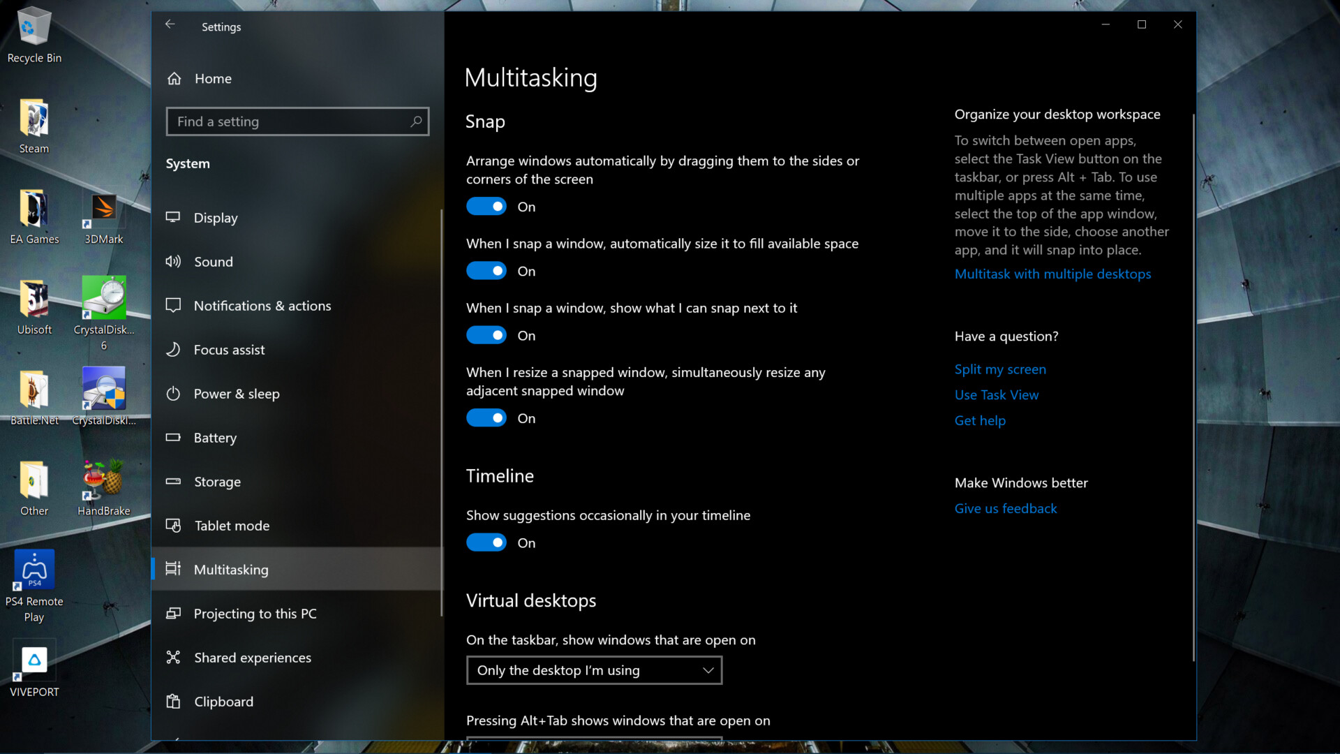 如何在Windows 10中拆分屏幕